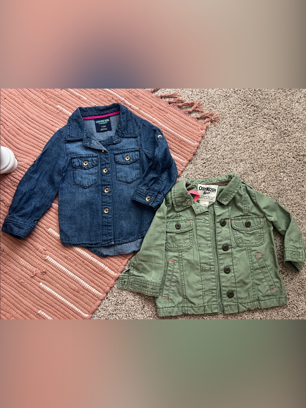 OshKosh B'gosh Navy Denim Jacket and Olive Green Utility Jacket - Kids